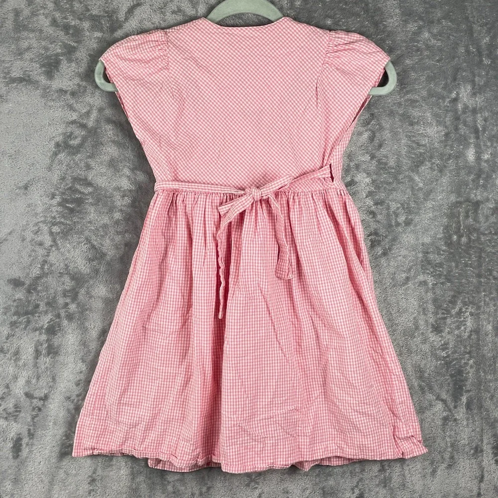 Ralph Lauren Wrap Dress Girls 6X Pink Gingham Plaid Cotton Preppy‎ Spring Summer